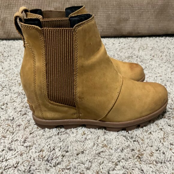 Sorel Tan Leather Ankle Boots With Elastic Side Panels - Size 9- Durable Slip-Re - Picture 13 of 16